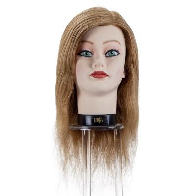 China Hair Cut 100% Real Hair Mannequin Head Training Manikin Cosmetology Doll Practice Head Hairdresser With Free Clamp Stand Female for sale