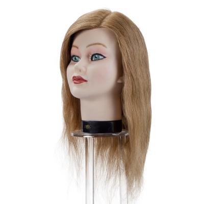 China Hair Cut 100% Real Hair Mannequin Head Training Manikin Cosmetology Doll Practice Head Hairdresser With Free Clamp Stand Female for sale