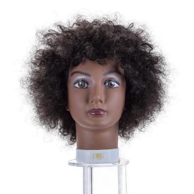 China Hair Cut Female Mannequin Head 8inch Afro With Hair Suitable For Curling Hair Straightening And Wash Treatment Hair-styling for sale