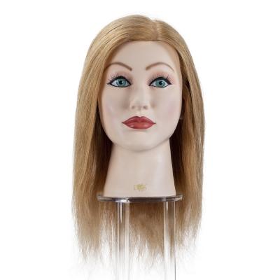 China Hair Cut Brown 16 Inches Suitable For Wash Training Head With 100% Head Hair Mannequin Cosmetology Doll Head for sale