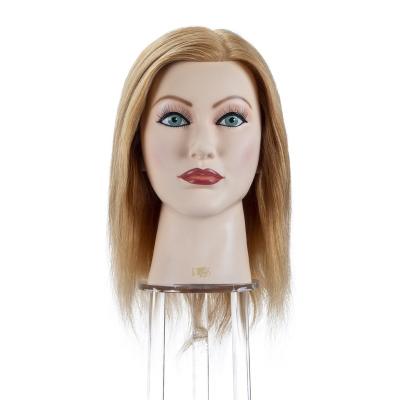 China Hair Cut 12 Inches 100% Real Blonde Female Doll Head Practice Cosmetology Hair Mannequin For Hair Styling for sale