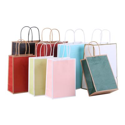 China Herolion Brown Custom Biodegradable White Pink Kraft Gift Paper Bags With Handle for sale