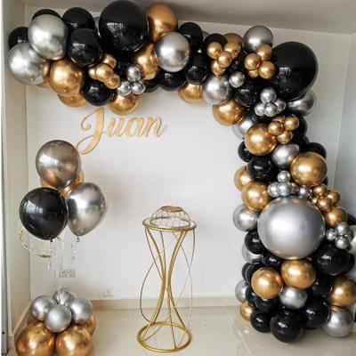 China Gift Toy 110pcs Balloon Arch Garland Kit Chrome Gold Latex Black Balloons Wedding Party Birthday Hawaiian Balloons Globos for sale