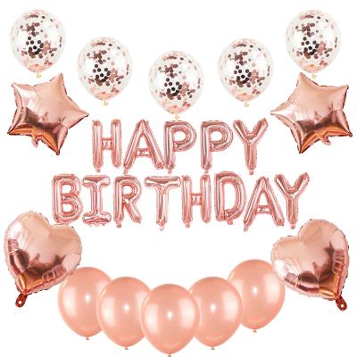 China Rose Gold Silver Foil Alphabets Letter Balloons Star Hearts Happy Birthday Decoration Toy Girl Boy Birthday Party Gift Balloon for sale