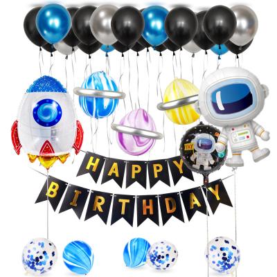 China Brithday Decor Spaceship Design Happy Birthday Foil Balloon Set Paper Banner Moon Foil Balloon Set Brithday /WeedingParty/Gifts Astronaut for sale