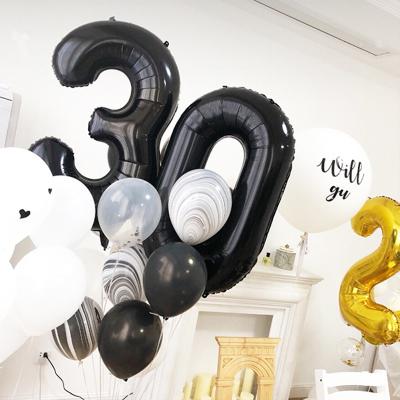 China 40inch Toy 40inch Black Digit Number Foil Balloon Banner Baby Shower Birthday Party Decoration Digital Balloon Adult Children Globo for sale