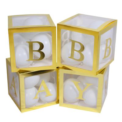 China Festival Decoration Gold Name Clear Box Birthday 1st Balloons Happy Birthday Party Decor Kids Baptism Balloons Baby Shower Baloon for sale