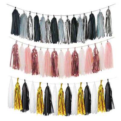 China Tassel Garland Birthday Party Decoration Festival Decoration Baby Shower Paper Party Supplies Rose Gold Wedding Decoration Foil Fabric for sale