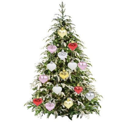 China Christamas Home Decoration 12PCS/Pack Heart Christmas Balls Hanging Christmas Tree Decoration Party Ornaments 2022 Christmas Decorations For Home for sale