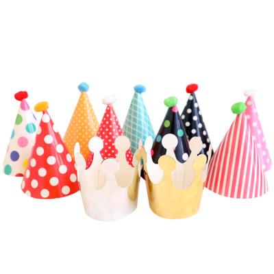 China Amazon Hot Selling Paper Kids Multicolor Polka Dot Crown Paper Birthday Party Hat for sale