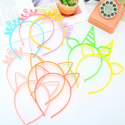 China Smart Casual Princess Hair Band With Plastic Animal Cat Ears Headbands Crown Tiara Butterfly Bow Accessories Headwear Girl for sale