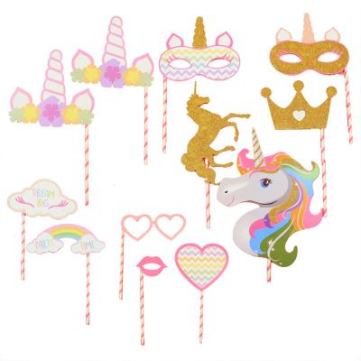 China Unicorn Paper Photo Props Set of Unicorn Photo Props Decorating Party for sale