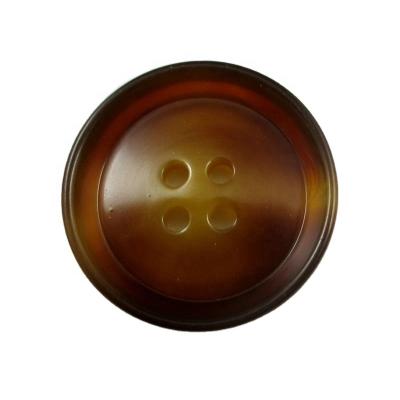 China Brown Color 4holes Resin Women's Coat Button Horn Effect Fashion Button For Women's Coat for sale