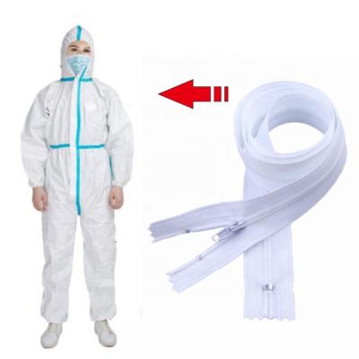 China Factory Wholesale 80cm Nylon White Color Viable Isolation Suit Special Zipper for sale