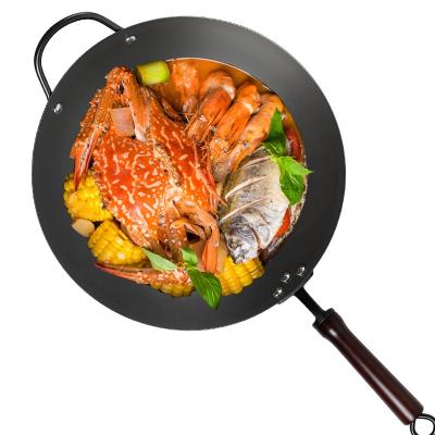 China High Quality Minimalist OEM Kitchen Carbon Steel Wok With Single Handle for sale