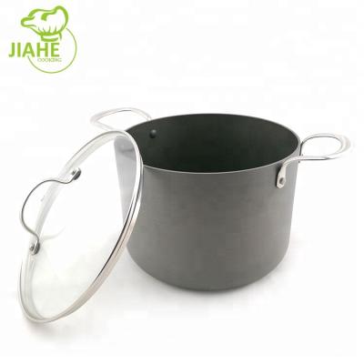 China Durable Large Hard Anodized Non-Stick Aluminum Cooking Pot With Glass Lid for sale