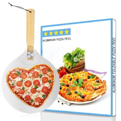 China Sustainable Hot Selling Premium Aluminum Pizza Skin With Wooden Collapsible Handle for sale