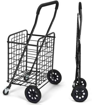 China Folding Factory Customized Portable Steel Wire Folding Shopping Cart For Supermarket Trolley Trolley for sale