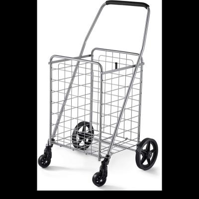 China Easy Shopping Cart Collapsible Collapsible Carts With 4 Wheels Metal Folding Grocery Used Shopping Carts Vending for sale