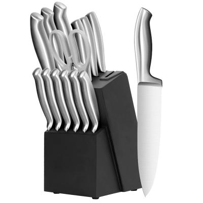 China 16 Pieces Stainless Steel Cavity Wood Handle Kitchen Block Knife Set Sustainable for sale