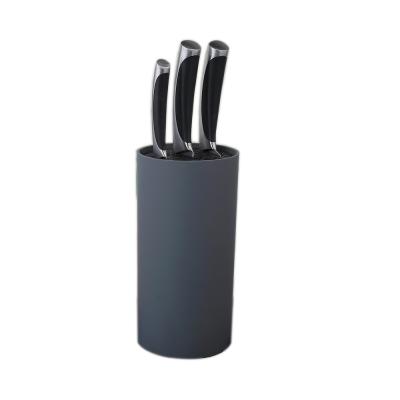 China Amazon Sustainable Success 5 Pieces Kitchen Stainless Steel Chef Knives Hollow Handle Kitchen Knife Set With Plastic Block for sale