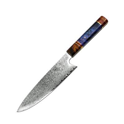 China 8 Inches Resin Octagon Handle Damascus Handmade Chef Knife Japanese Kitchen Knives for sale