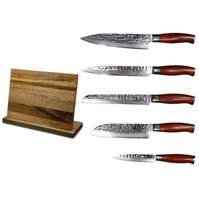 China Viable High Quality Professional Damascus Chef Knife Set With Magnetic Knife Block for sale