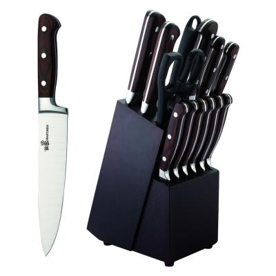 China Viable 14 PCS Set Knife Stainless Steel Kitchen Knife Set With Wooden Block for sale