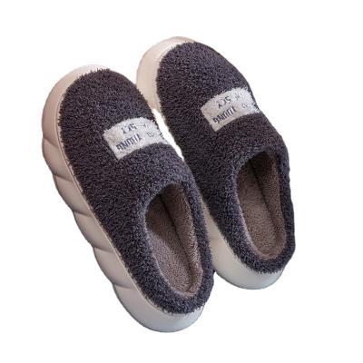 China New fashion trend cotton slippers for men autumn and winter house home lovers slippers for women wool woolen indoor thick bottom mute shoes for sale