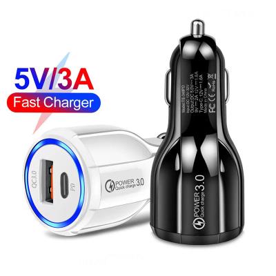 China 2 USB+TYPE-C Car Charger USB+TYPE-C Car Charger USB+TYPE-C PD Portable Travel Dual Port Mobile Phone Fast Charging USB Adapter Car Charger for sale