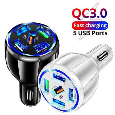 China Wholesale 5usb 5usb left car factory charger usb mobile phone accessories qc3.0 portable universal quick charging fast car smart charger for sale