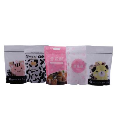 China Nougat Moisture Proof Zipper Tote Bag Window Bag Cookie Candy Bag Ziplock Baking for sale