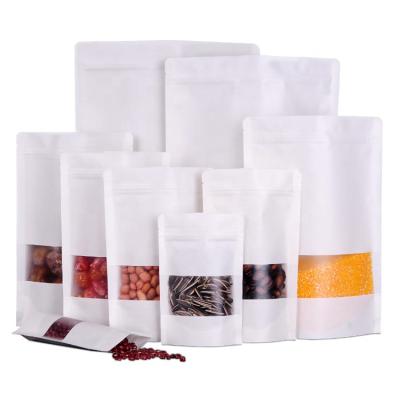 China Recyclable Gravure Printing White Snack Packing Window Kraft Paper Bag for sale