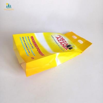 China Safety Custom Printed Washing Powder Packaging Detergent Tote Bags Sit Bag With Handle for sale