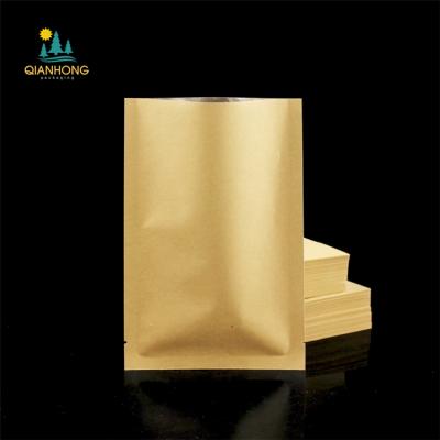 China Security 3 Side Sealing Kraft Paper Aluminum Foil Coffee Tea Heat Sealing Custom Printing Packaging Bag for sale