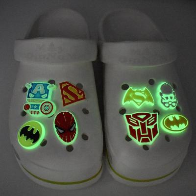 China Clog charm cute cartoon croc shoe charms glow in the dark letter charm for KIDS clog shoes for sale