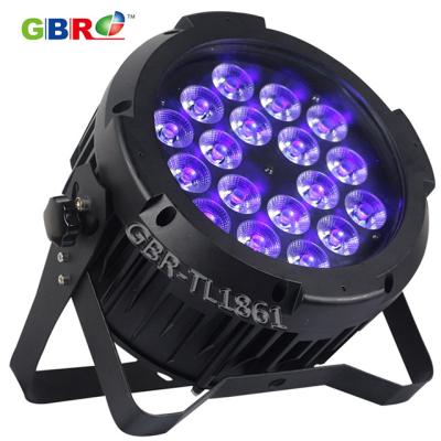 China Stage light 6in1 18x15w UV rgbaw 18pcs ip65 waterproof led flat par light for outdoor stage light for sale