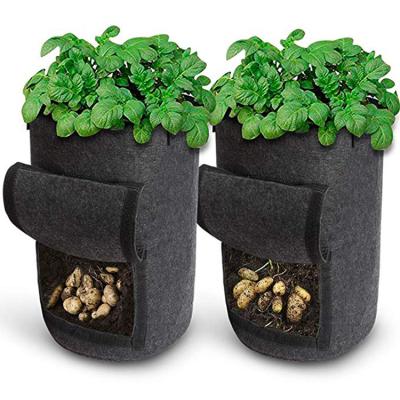 China Traditional Custom Felt Potato Grow Durable Logo Bags Non Woven Vegetable Planter Bag With Window for sale