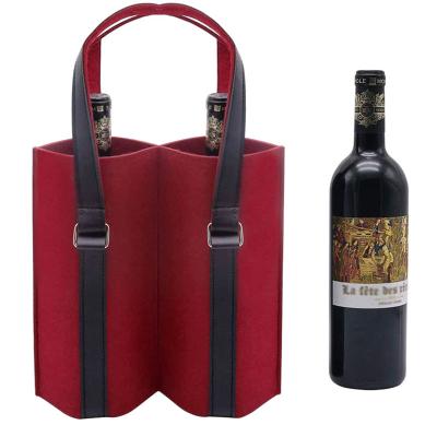 China Fold 2021 New Fashionable Wholesale Customized Felt Tote Bag Eco-Friendly Reusable Felt Wine Bag Organizer Pouch Large Gift Bag for sale