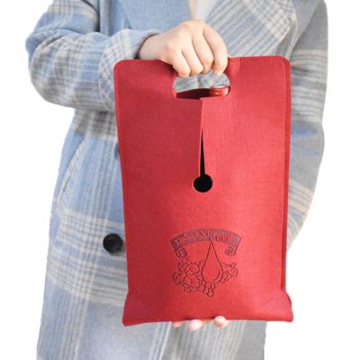 China Wine Handled Felt Bags Felt Wine Bottle Felt Carry Bags Felt Wine Sleeve High Quality Hot Sale Tote Bags Felt Single Wine Bottle for sale