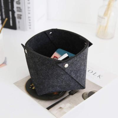 China Custom Portable Foldable Small Felt Organizer Viable Storage Box For Office Desk for sale