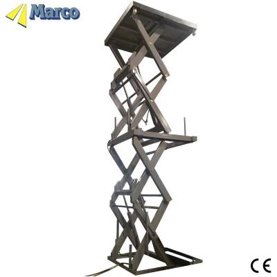 China 1200kg Capacity Marco Hydraulic Scissor High Lift Table with Middle Frame Design for sale