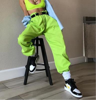 China ZY2312A new style anti-static hot women's fashion street break fluorescent green pants for women for sale