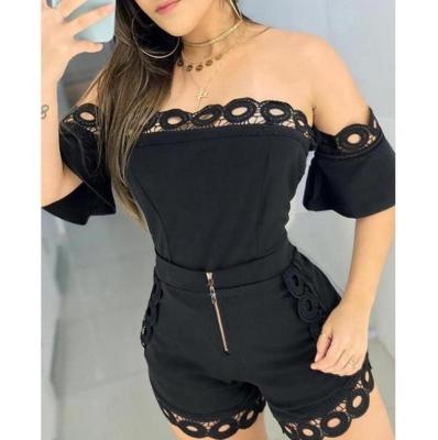 China European and American Women's Breathable Leisure Off-the-Shoulder PJ2614A Hot Seller Lace Up 2 Piece Sets for sale