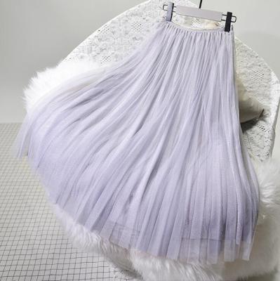 China CL0701A High Waist Breathable Mesh Skirts Women Sequin Maxi Skirts Womens Pleated Skirts for sale