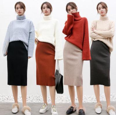 China CL0734A Breathable Knitted Maxi Skirts High Waist Long Skirts Women Wrap Skirts for sale