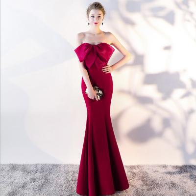 China CL1084A Breathable Strapless Bowknot Banquet Prom Dress Long Evening Party Dresses Cocktail Dresses for sale