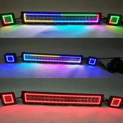 China ADT 22inch 120W 72 Different Modes Flowing Combo Beam RGB Chasing Color Changing Off Road Led Light Bar 3inch & 22inch for sale