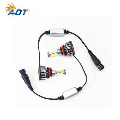 China Built-in Fan ADT Factory One Year 48W 4800 Lumen 4 Side COB Led Headlight Three Color 3000K 6500K 8000K Auto Headlight V18 LED H7 DIY Free for sale