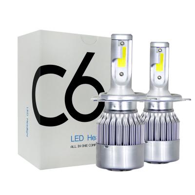 China ADT 9v 16v 36w 8000 lumen C6 aluminum headlight led car lights H7 h4 canbus cob led headlight for sale